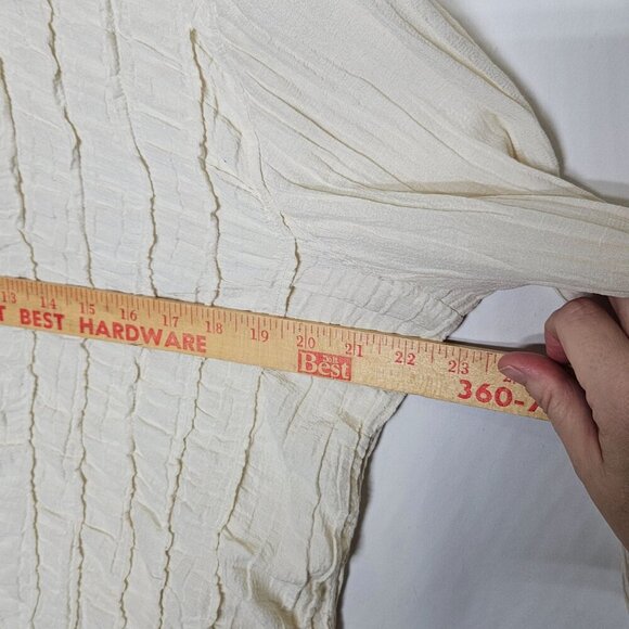 J. Jill Womens XL Crinkled Button-Up Shirt In Hemp Silk Blend Ruffle Work Office - Picture 8 of 9